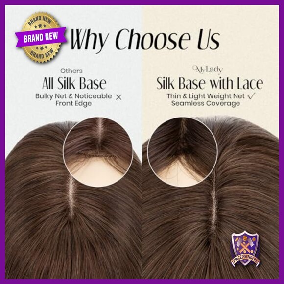 Human Hair Topper with Bangs Silk Base 150% Density 10 Inch main image 6